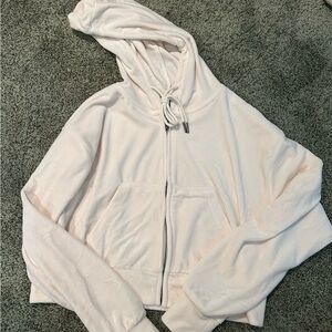Forever 21 White/Cream Cropped Zip-Up